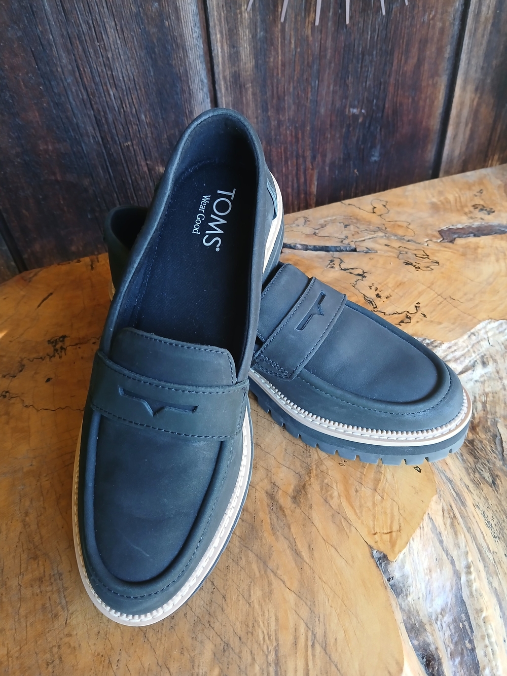 TOMS Black Penny Loafers